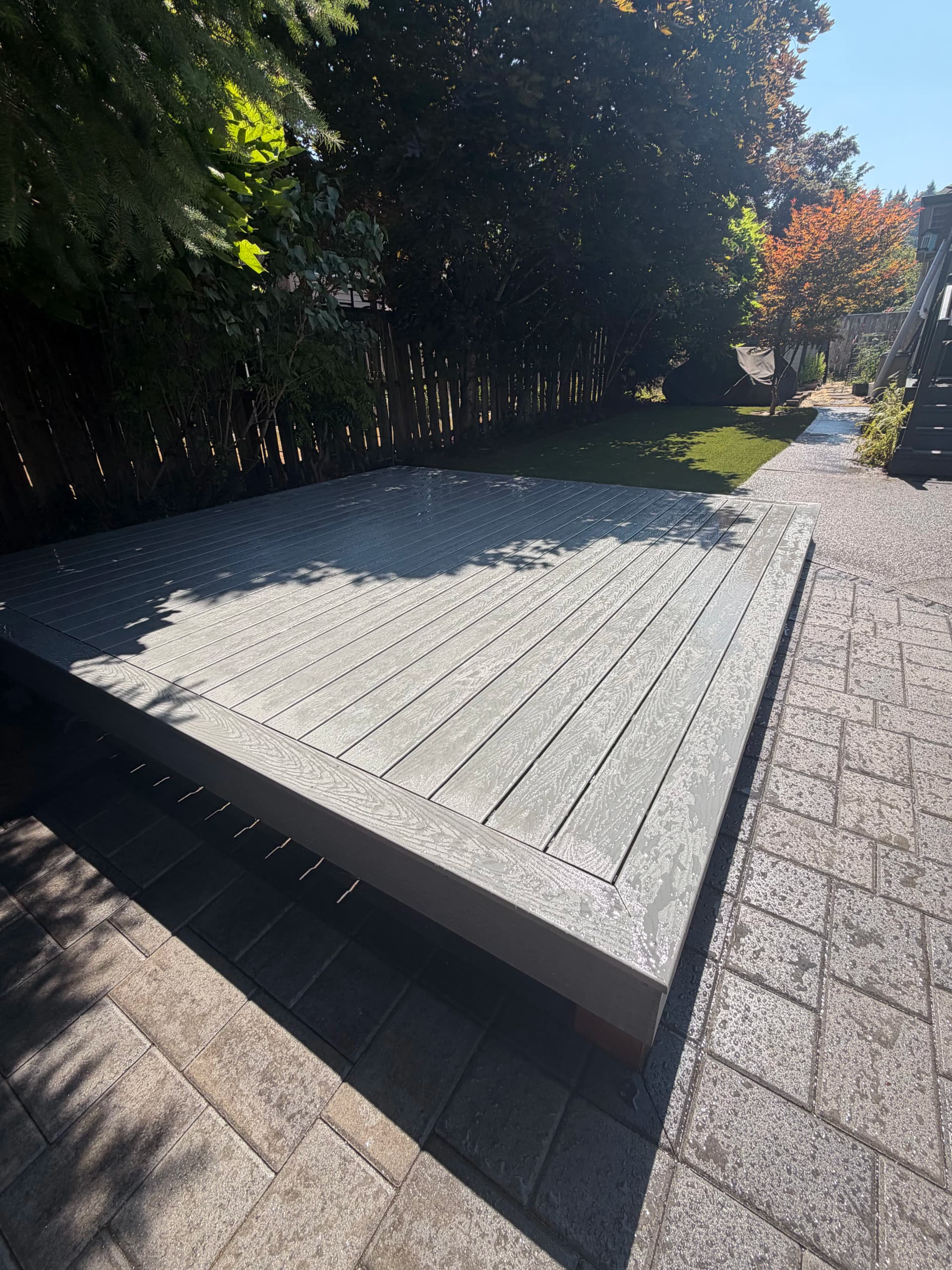 Paver Patio, Composite Deck, and Artificial Turf Backyard Build