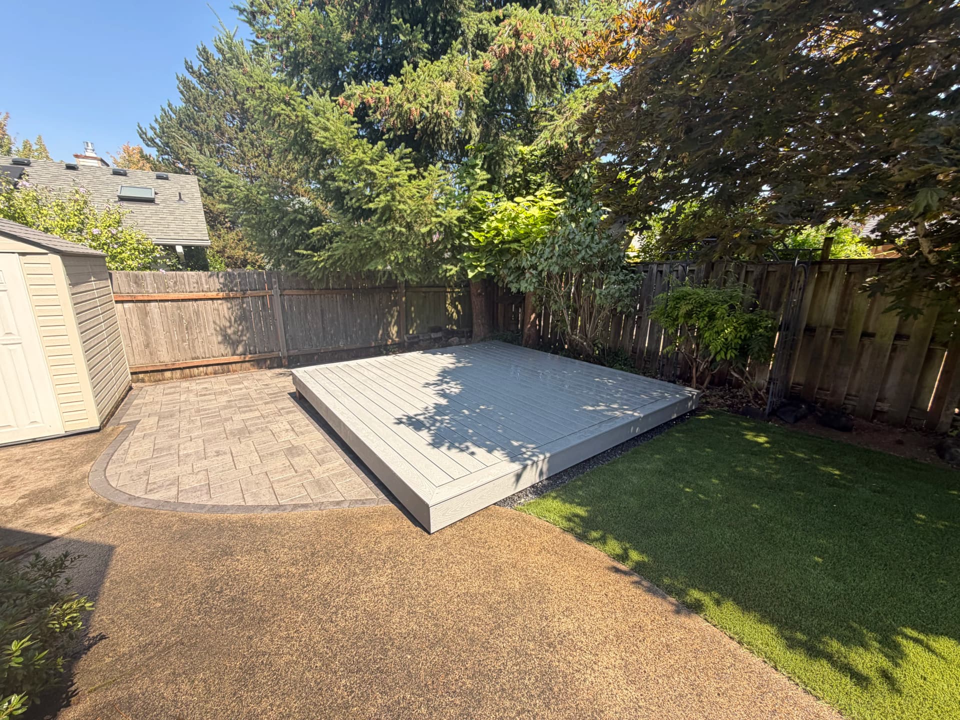 Paver Patio, Composite Deck, and Artificial Turf Backyard Build