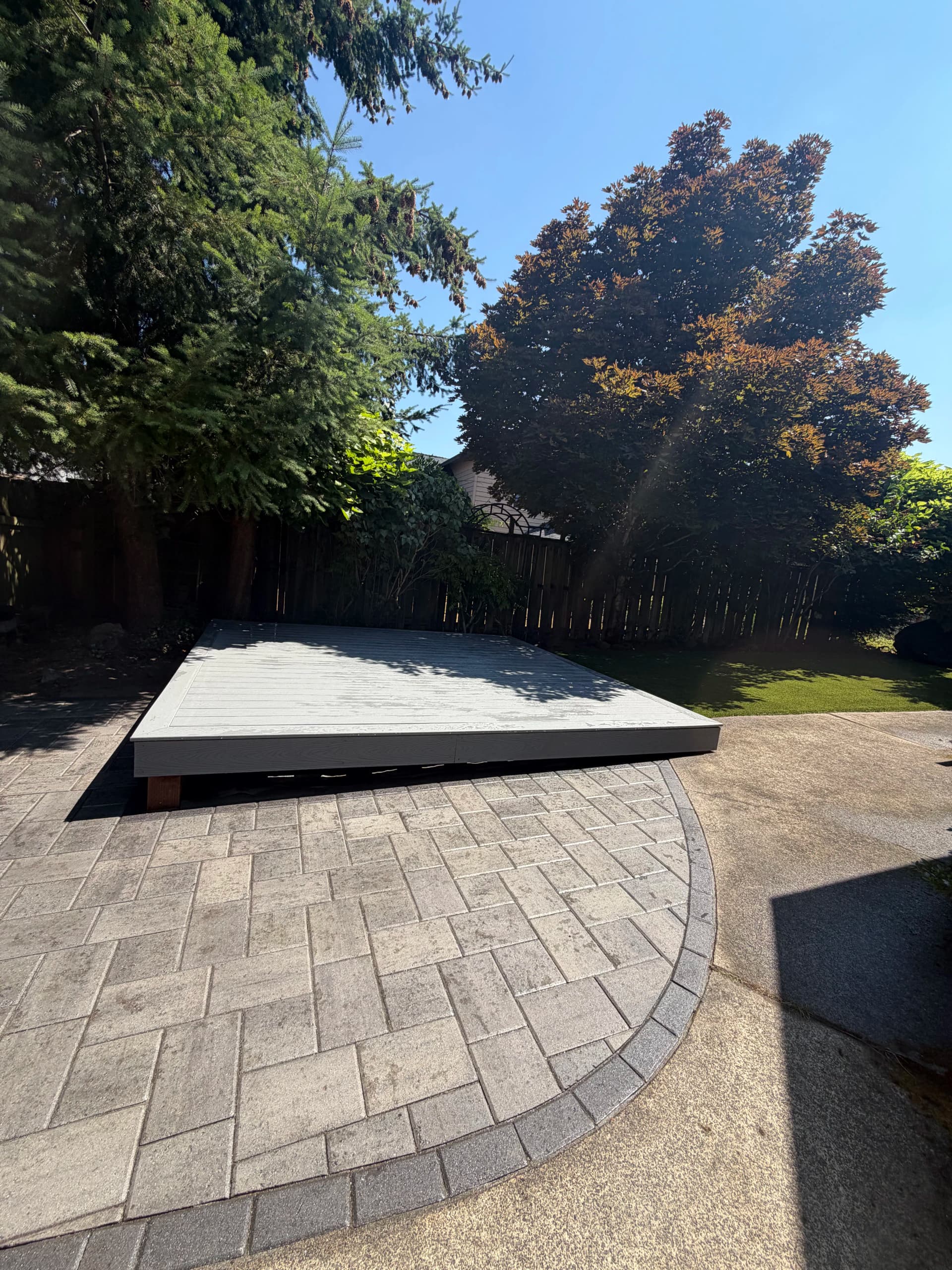 Paver Patio, Composite Deck, and Artificial Turf Backyard Build