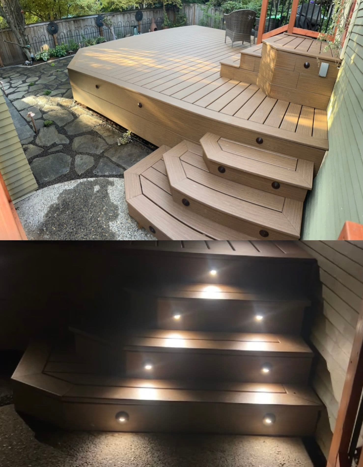 Project Custom Trex Deck and Staircase with Built-In Outdoor Lighting image